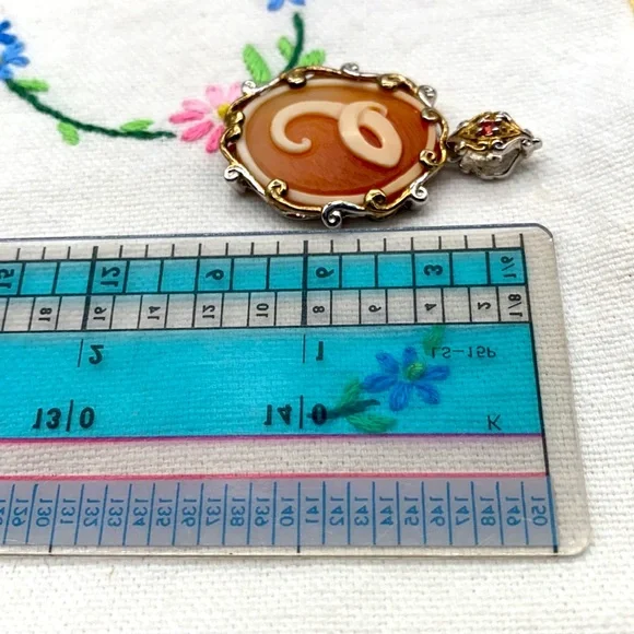 Gems En Vogue oval shaped hand carved initial, C cameo pendant 🌹 - Picture 5 of 7